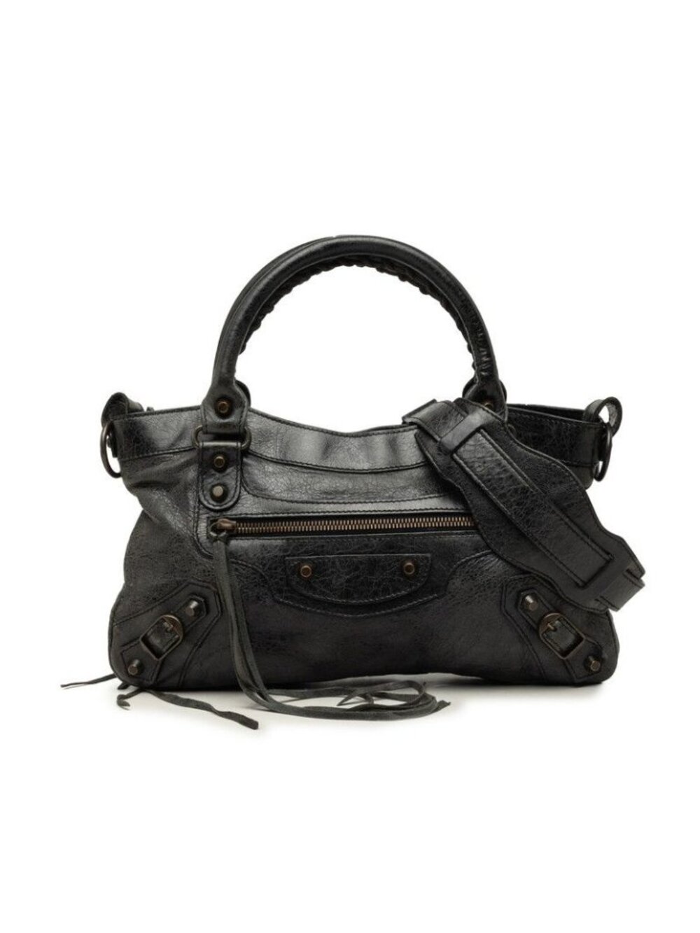Balenciaga the First 2-Way Shoulder Bag Black Leather